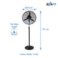 Alva 65cm Industrial Pedestal Fan Metal Telescopic (Matt Black) ACS601