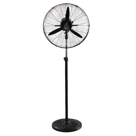 Alva 65cm Industrial Pedestal Fan Metal Telescopic (Matt Black) ACS601