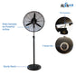 Alva 65cm Industrial Pedestal Fan Metal Telescopic (Matt Black) ACS601