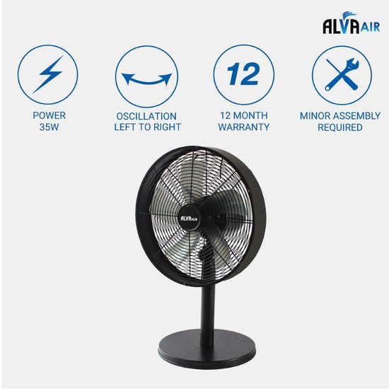 Alva 30cm Drum Desk Fan (Matte Black) ACS212