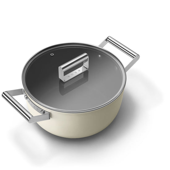 Smeg Non-Stick Casserole Dish Cookware Cream 24cm CKFC2411CRM