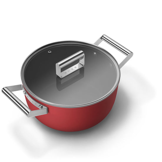 Smeg Non-Stick Casserole Dish Cookware Red 24cm CKFC2411RDM