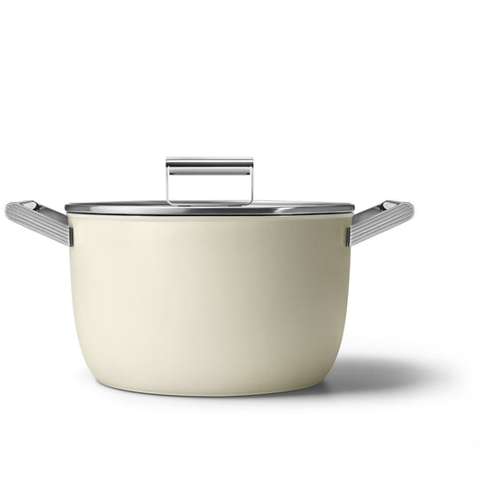 Smeg Non Stick Casserole Dish Cookware 26cm Cream CKFC2611CRM