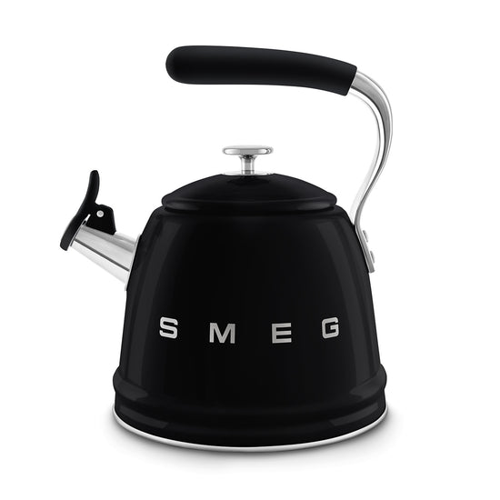 Smeg 2.3L Black Retro Whistling Kettle CKLW2001BL