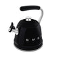 Smeg 2.3L Black Retro Whistling Kettle CKLW2001BL