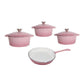Cast Iron Pot Set 7 Piece Enamel Pink CH1155