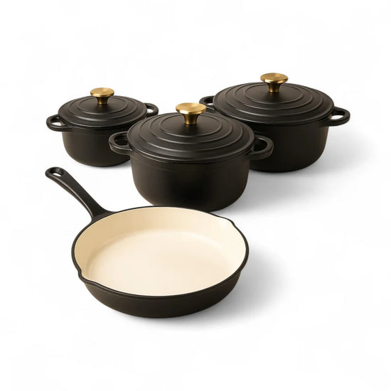 Cast Iron 7 Piece Cookware Pot Set Black