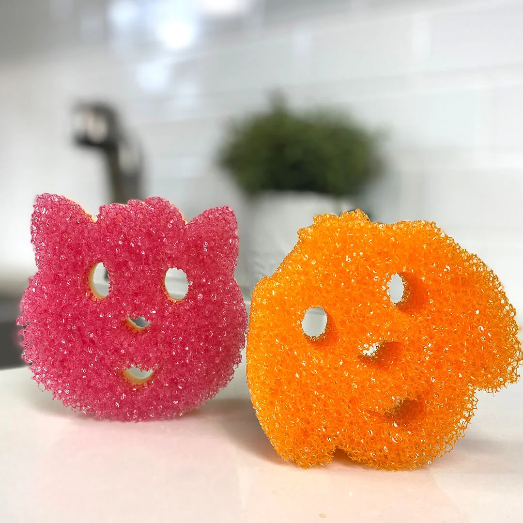Scrub Daddy Pets cat and dog shaped sponges