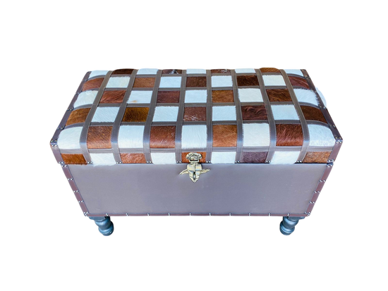 Checkered patterned ottoman 