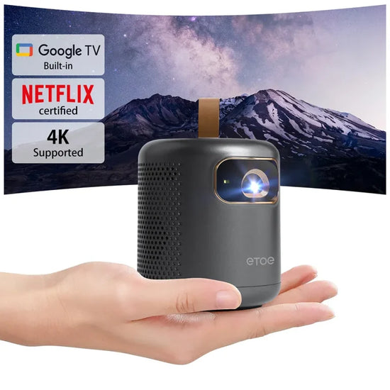 ETOE Dolphin Portable Google TV Projector – 1080P Smart Projector with Dolby Audio, Netflix, and 2.5-Hour Battery Life
