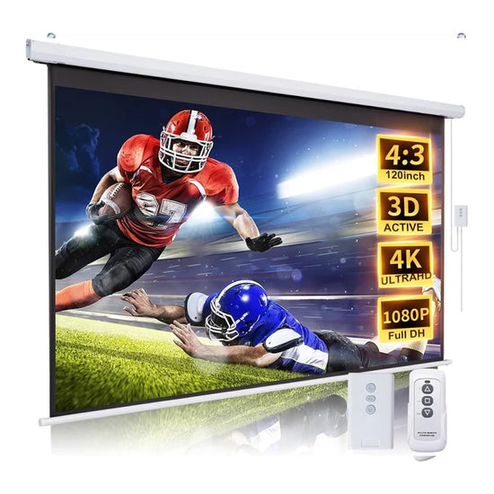 HTPNEO 120-Inch Electronic Projector Screen with Remote 16:9 120EM169