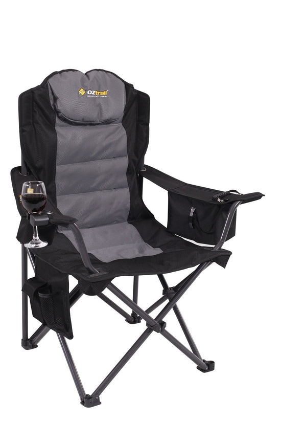 OZtrail Big Boy Arm Chair 220kg Black FCE-BIGBL-F