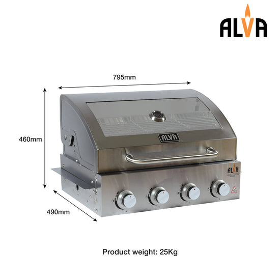 Alva Mojave 4-Burner Glass Hood Drop-In Gas BBQ GSS4BTT