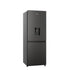 Hisense 222L Combi Refrigerator in black color with a water dispenser, finished in titanium inox.