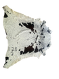 Cowhide with black spots on a white background