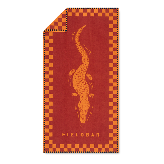 FIELDBAR Seabed Beach & Bath Towel / Orchard Orange 170cm x 90cm Nile Crocodile