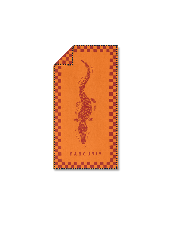 FIELDBAR Seabed Beach & Bath Towel / Orchard Orange 170cm x 90cm Nile Crocodile