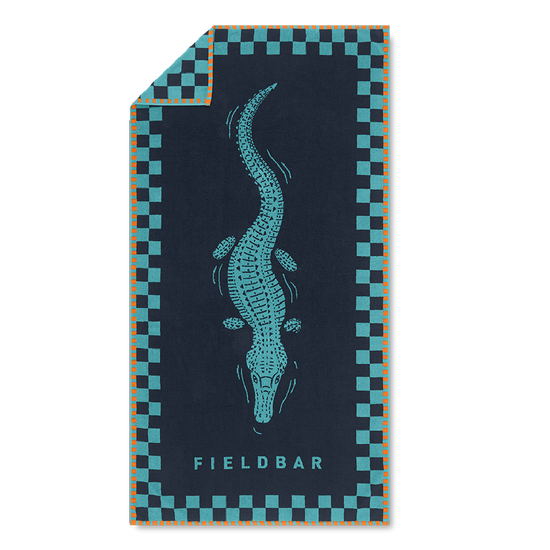 FIELDBAR Seabed Beach & Bath Towel / Sea Boat Blue 170cm x 90cm Nile Crocodile