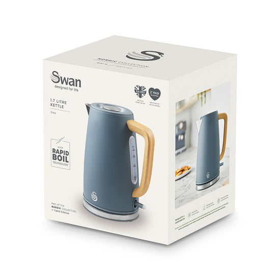 Swan Fjord Grey Fast Boil 1,7 Litre Cordless Kettle SFK17G