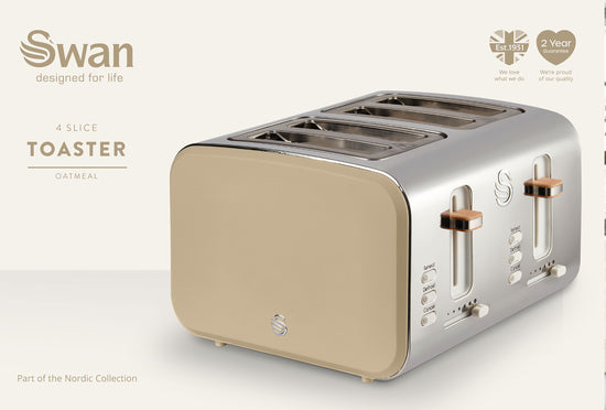 Swan Nordic Oatmeal 4 Slice Toaster SNT4O