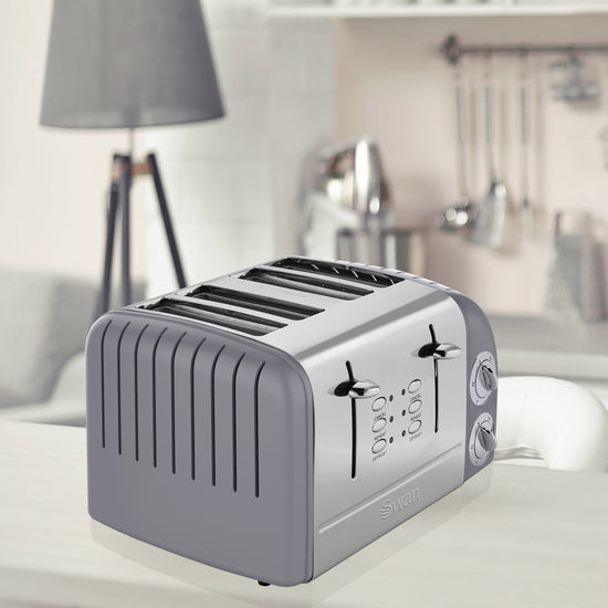 Swan 4 Slice Retro Grey Toaster SRT6G