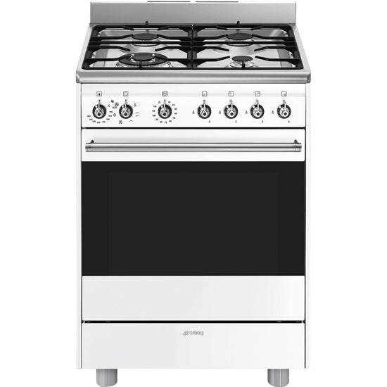 Smeg 60cm White Cooker With Gas Hob - SSA60MWH2