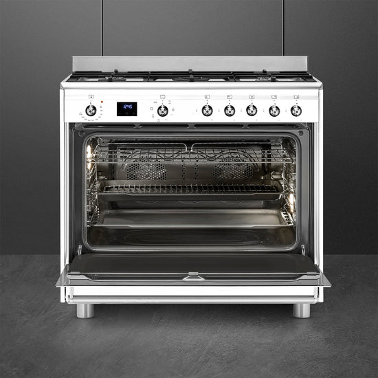 Smeg 90cm White Cooker With Gas Hob SSA91MAWH2