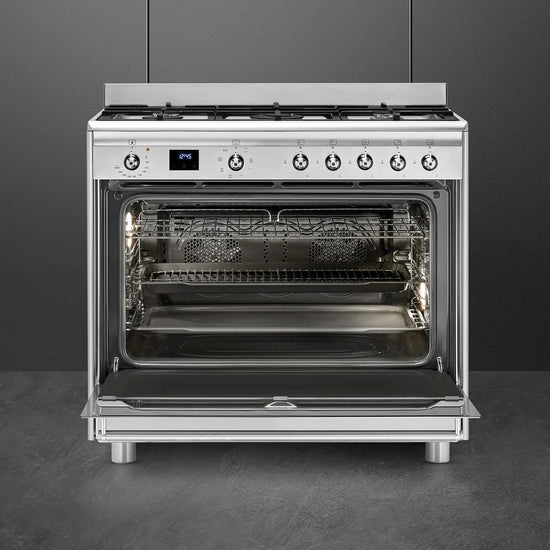 Smeg 90cm Stainless Steel Cooker With Gas Hob SSA91MAX2