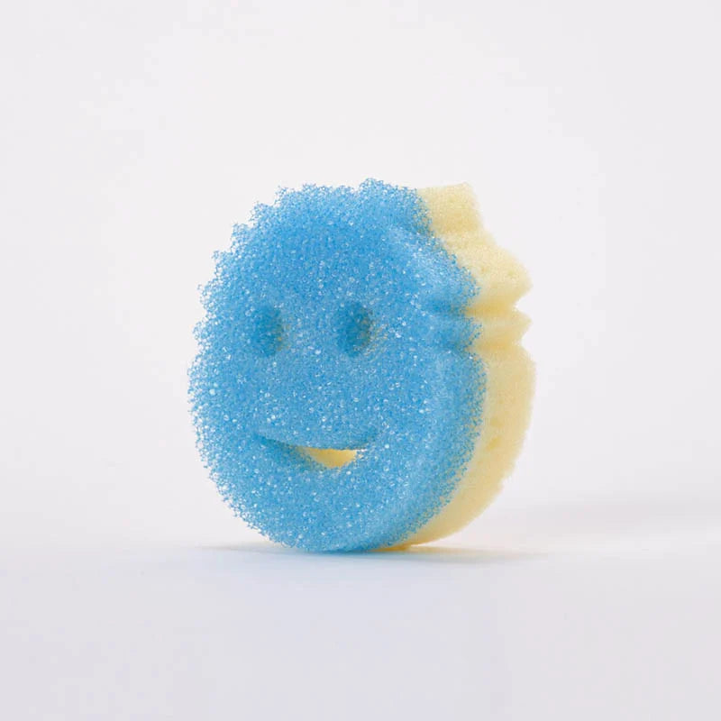 Scrub Mommy coloured sponges in use