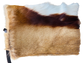 Horse hair pouch with brown, black, and white pattern on a white background