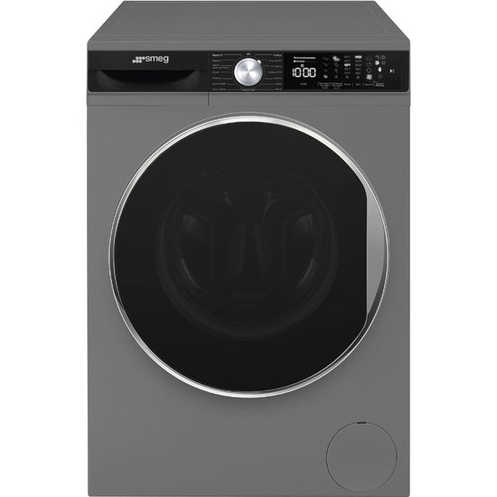 Smeg 10kg Silver Dark Inox Washing Machine Autodose + Steam + Aquajet - WM3T04XSA