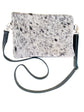 Nguni Cowhide Sling Bag with Genuine Leather Strap 20cm x 15 cm Brown and White - THS03495