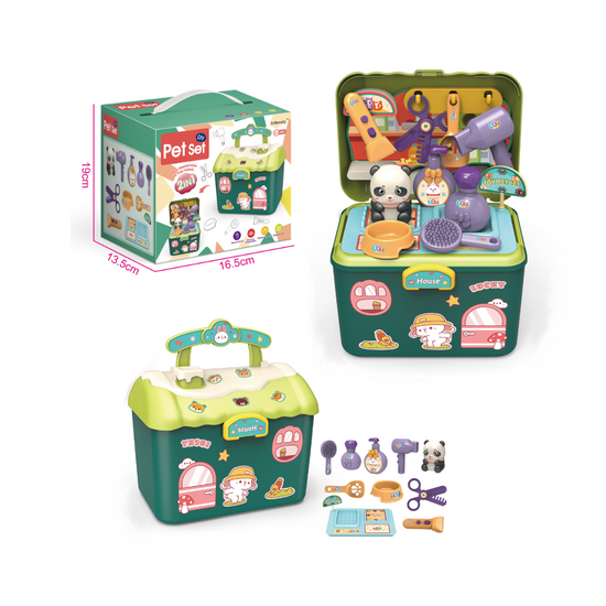 Cogo - Pretend Play Pet Set - 2-in-1 Pet Care Kit with 10 Accessories