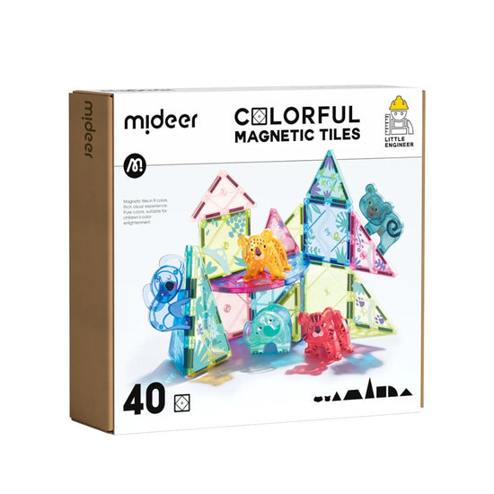 Mideer - Colourful Magnetic Tiles - Magical Jungle - 40 Transparent Pieces