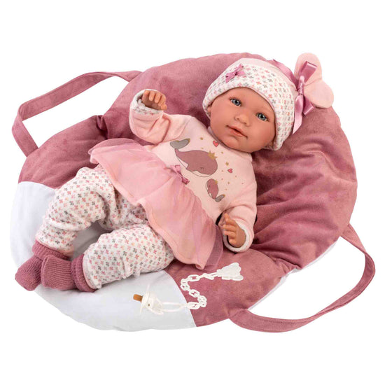 Llorens - Baby Doll with Strapped Carry Cot, Clothing & Accessories: Mimi - 40cm (Mechanism Optional)