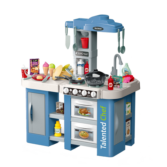 Cogo - Blue Pretend & Play Kitchen Set - 67 Accessories