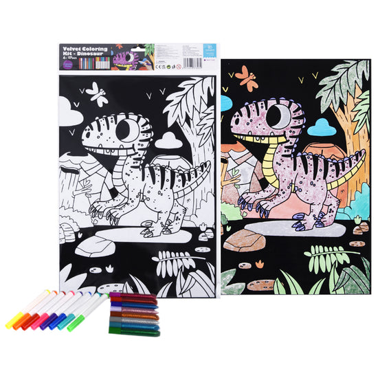 TookyToys- Velvet Colouring Kit - Dinosaur