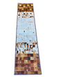 Patchwork cowhide rug with brown and beige squares 