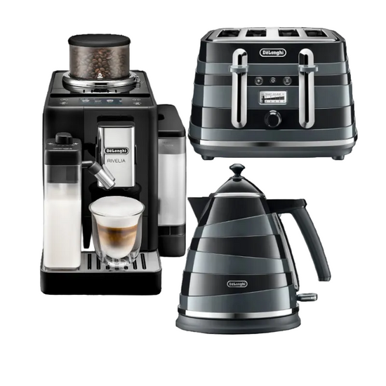 Delonghi - Rivelia Bean to Cup with Complimentaty Avvolta Breakfast Set Black