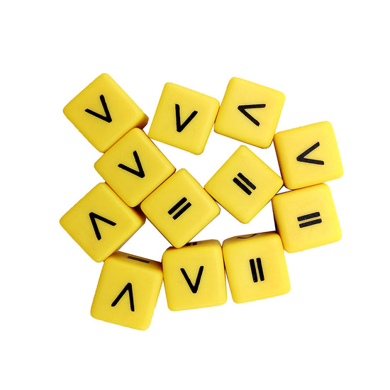 EDX Education - Dice - Plastic Operations Set 2 - [<,>,=] - 16mm - 12pcs - Polybag