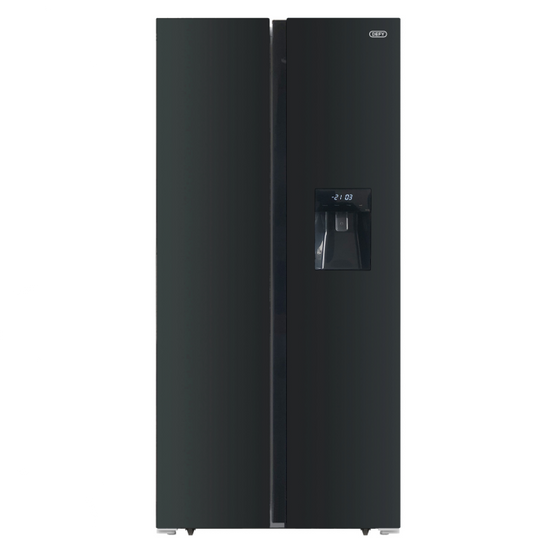 Defy 496Lt Black Glass Side by Side WD Fridge DFF456