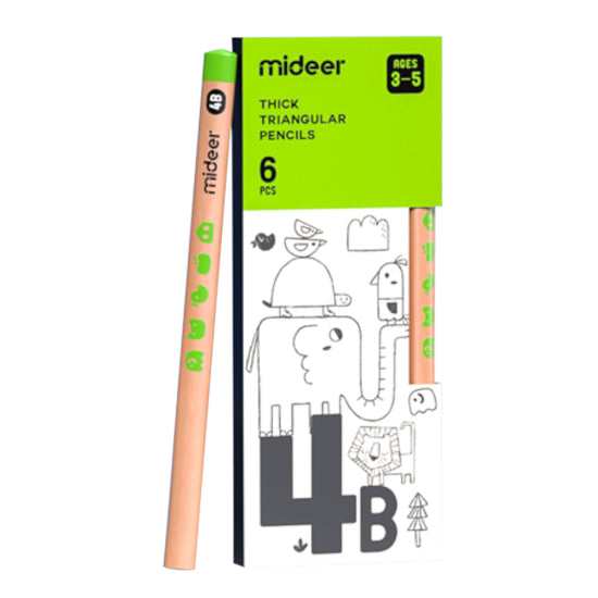 Mideer - Thick Triangular 4B Pencils- 6 Pieces