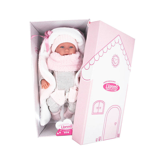 Llorens - Baby Girl Doll with Carry Cot, Clothing & Accessories: Mimi - 40cm (Crying Mechanism)