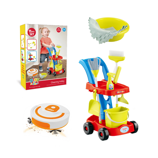 Cogo - Pretend & Play Cleaning Trolley Set - Includes 11 Accessories