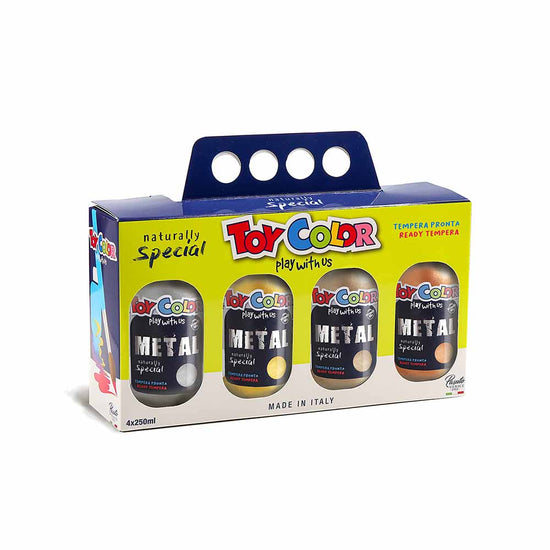 Toy Color - Pick-Up Box 4 Bottles 250 ml Superwashable -  Metal Tempera