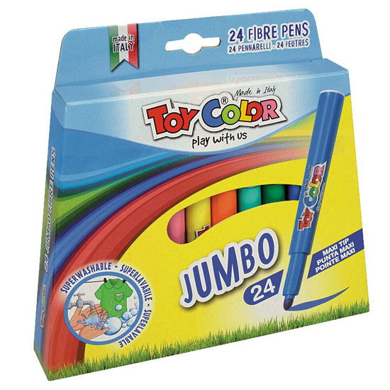 Toy Color - Fibre Pens - Jumbo - 24 Colours Retail Hanger Pack