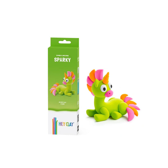 Hey Clay - Modelling Air-Dry Clay with Fun Interactive App - Sparky, Series Rainbow Unicorns, 3 cans