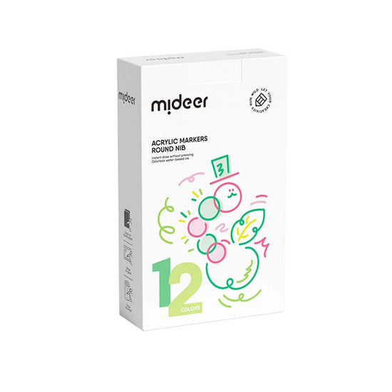 Mideer - Acrylic Markers Ultra - Round Nib - 12 Colours