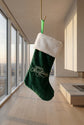 Green Velvet "Merry Christmas" Christmas Stocking with Faux-Fur Cuff