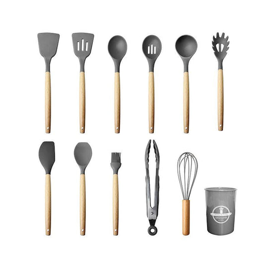 Kitchen Life 12 Piece Kitchen Utensil Set Light Grey